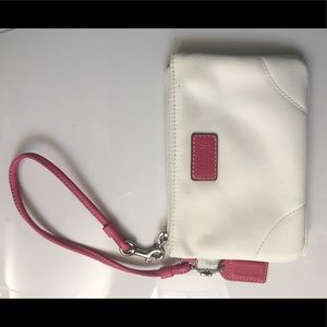Coach white and pink nylon wristlet
